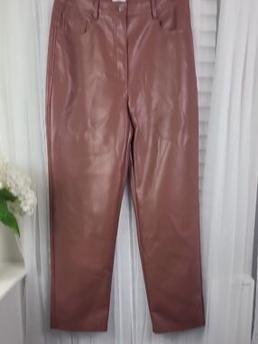 Wilfred Faux Leather Pants in Dusty Rose/ milky brown. Sizr 10